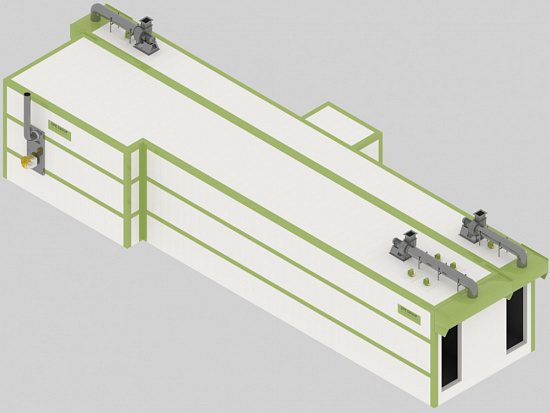 Линия порошковой окраски с монорельсовым конвейером для систем водоочистки