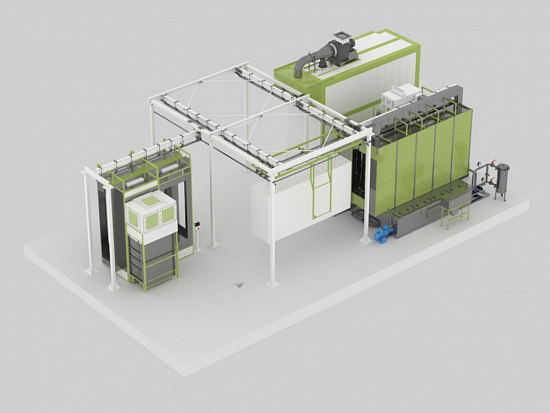 Линия порошковой окраски с ручной конвейерной системой для стройматериалов для компрессорного оборудования